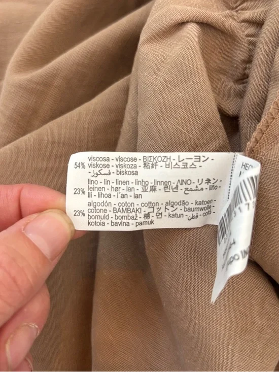 Zara Linen Blend Wide Leg Pull-On Pants Pleated Front Neutral Tan Size Medium - Picture 13 of 13